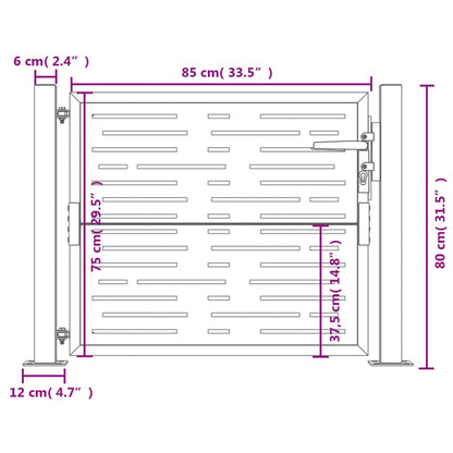 Gartentor Anthrazit 105x80 cm Stahl Quadratisches Design