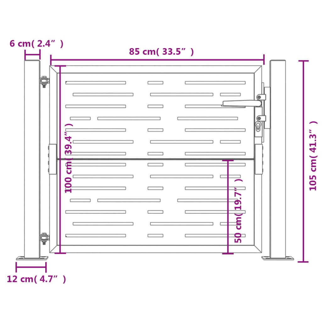 Gartentor Anthrazit 105x105 cm Stahl Quadratisches Design