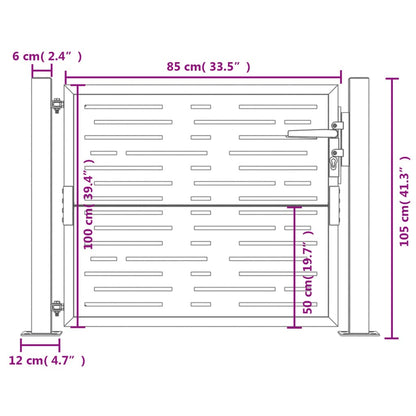 Gartentor Anthrazit 105x105 cm Stahl Quadratisches Design