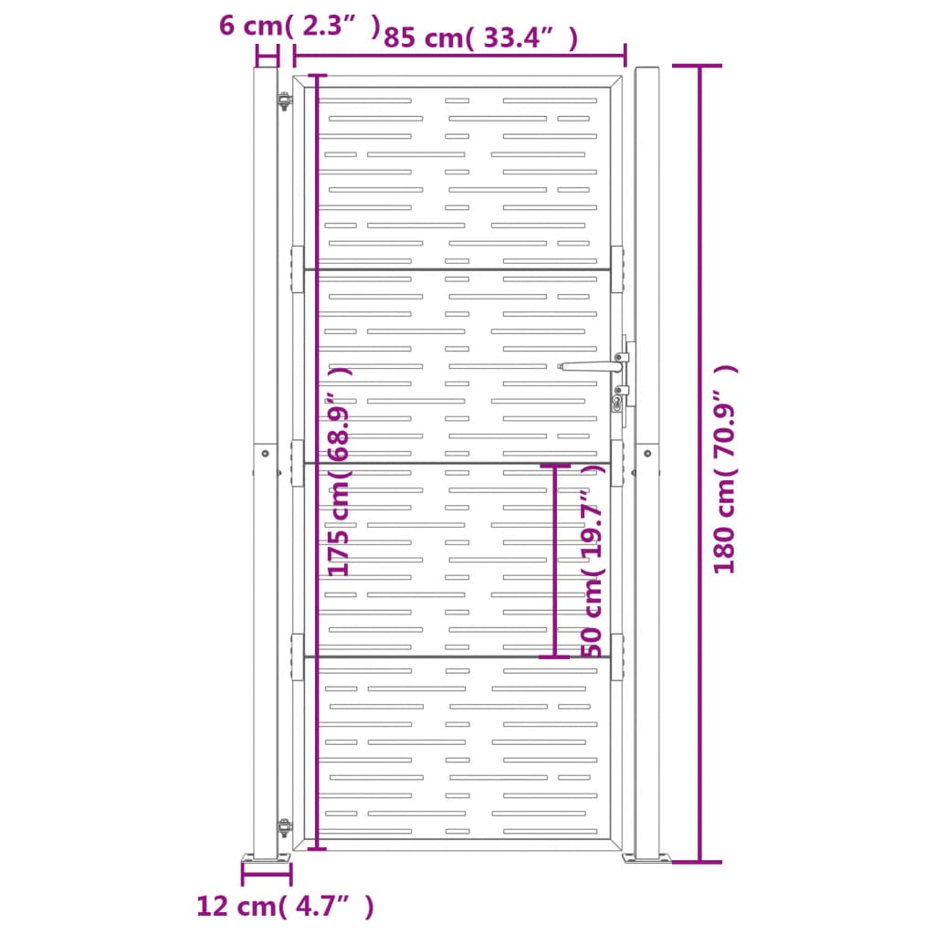 Gartentor Anthrazit 105x180 cm Stahl Quadratisches Design