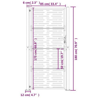 Gartentor Anthrazit 105x180 cm Stahl Quadratisches Design