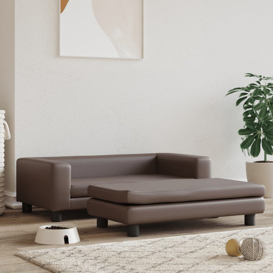 Hundebett mit Verlängerung Braun 100x50x30 cm Kunstleder