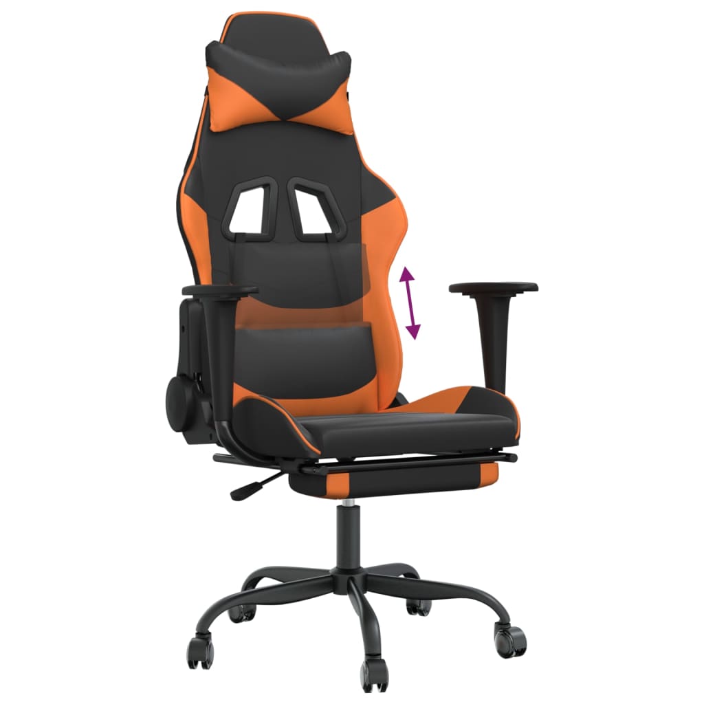 Gaming-Stuhl mit Fußstütze Schwarz und Orange Kunstleder