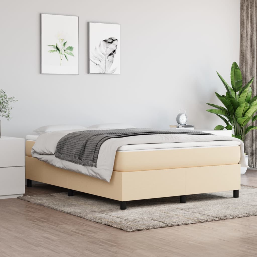 Boxspringbettgestell Creme 140x200 cm Stoff