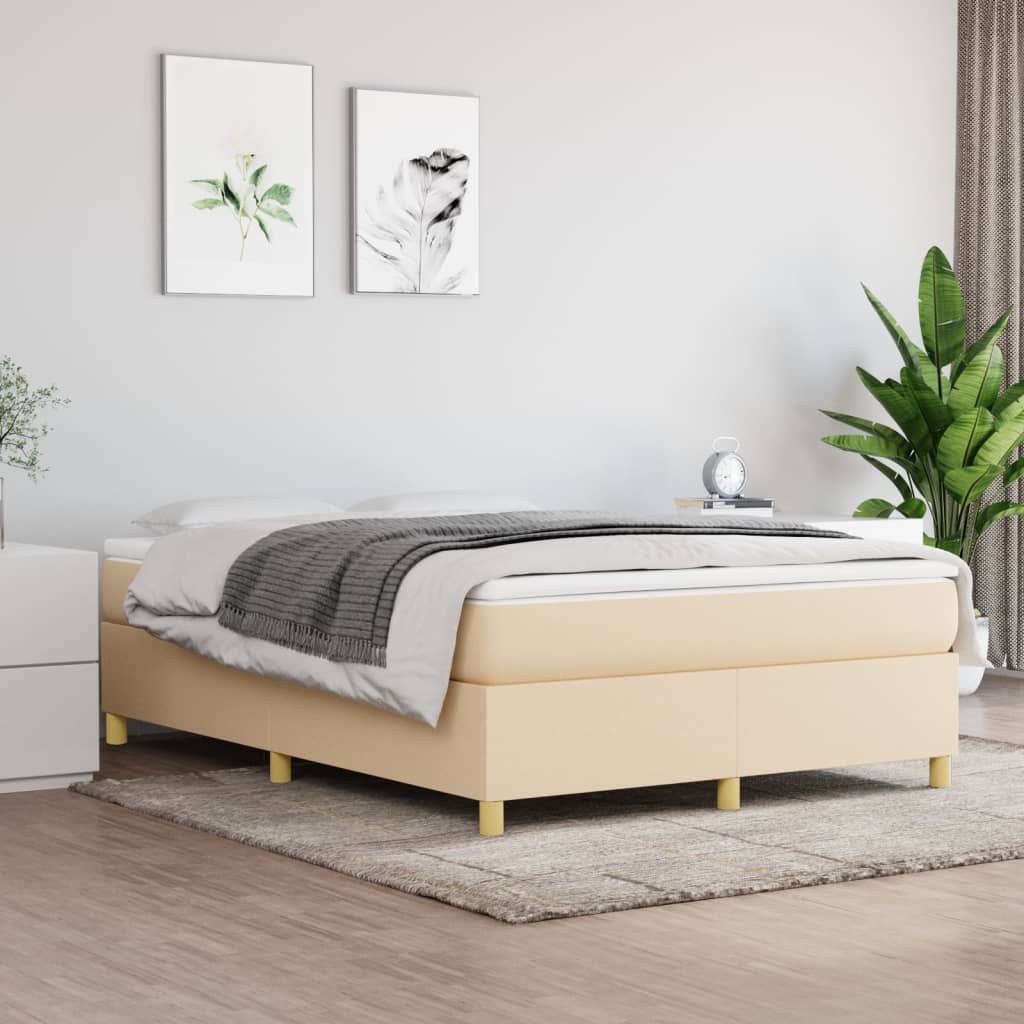 Boxspringbettgestell Creme 140x190 cm Stoff