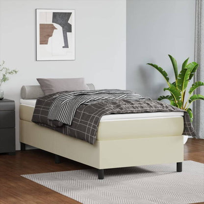 Boxspringbettgestell Creme 90x190 cm Kunstleder