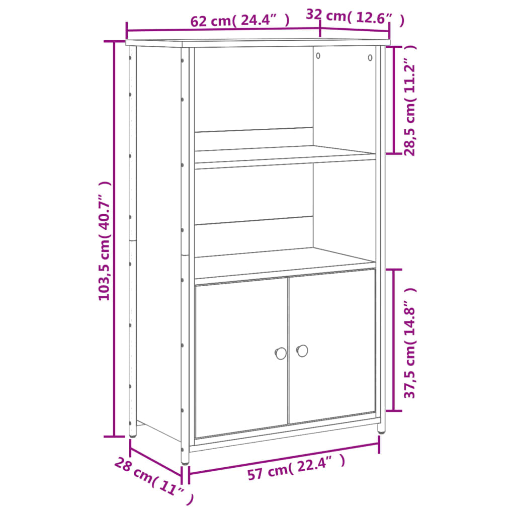 Highboard Grau Sonoma 62x32x103,5 cm Holzwerkstoff