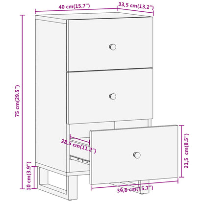 Beistellschrank Braun und Schwarz 40x33,5x75 Massivholz Mango