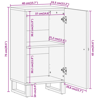 Beistellschrank Braun und Schwarz 40x33,5x75 Massivholz Mango