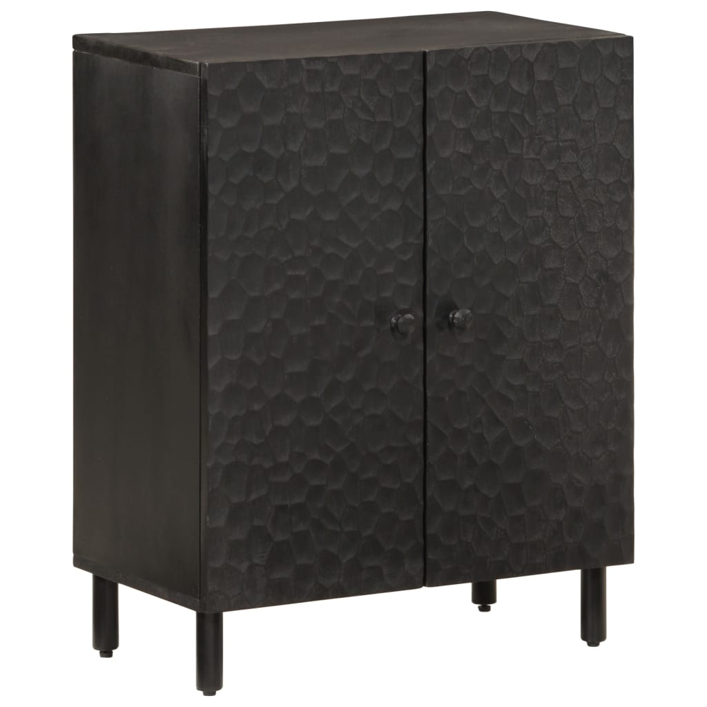 Beistellschrank Schwarz 60x33x75 cm Massivholz Mango