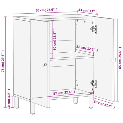 Beistellschrank Schwarz 60x33x75 cm Massivholz Mango