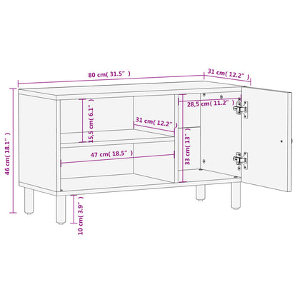 TV-Schrank Schwarz 80x31x46 cm Massivholz Mango