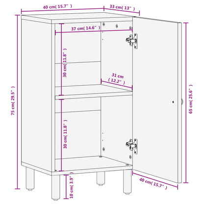 Beistellschrank Schwarz 40x33x75 cm Massivholz Mango