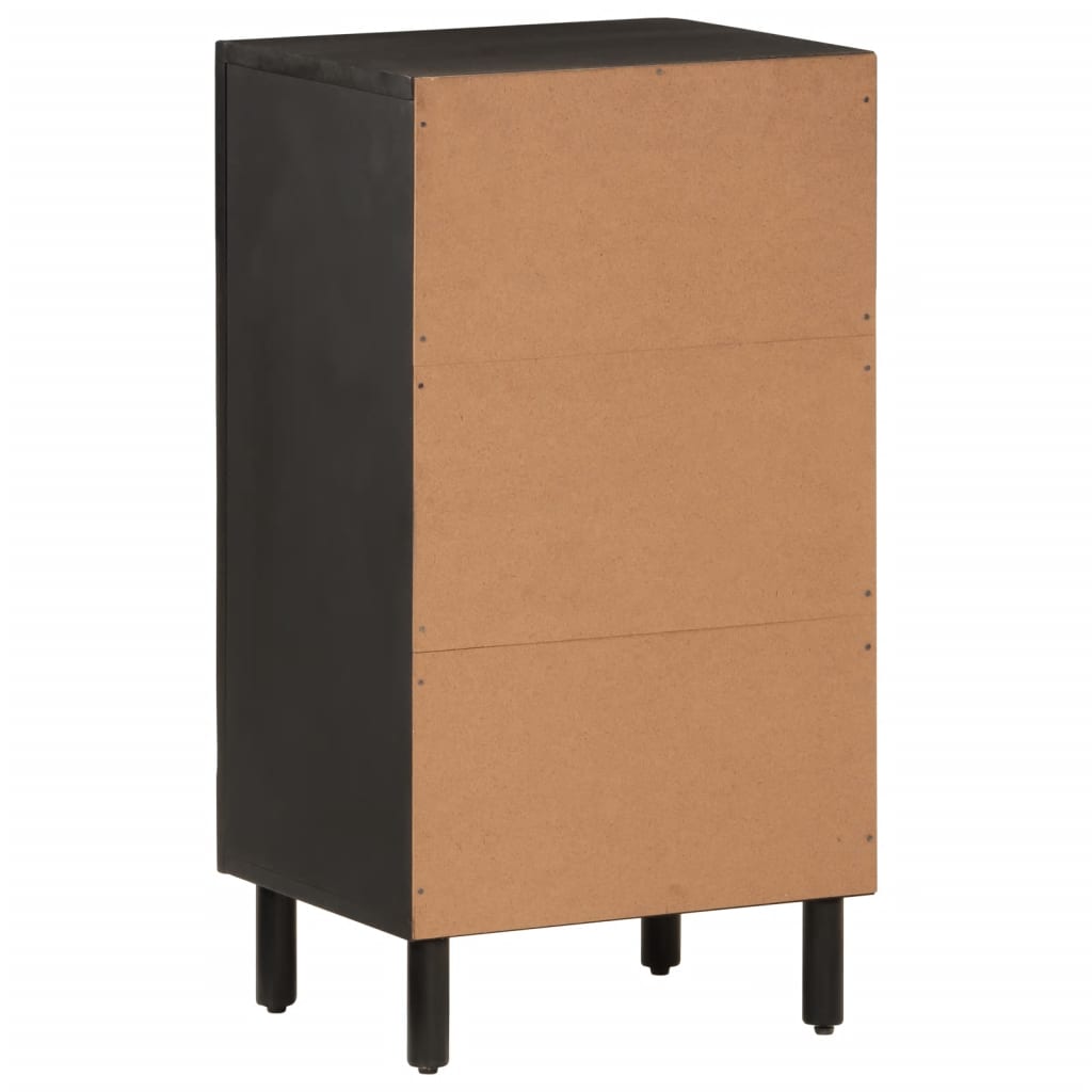 Beistellschrank Schwarz 40x33x75 cm Massivholz Mango