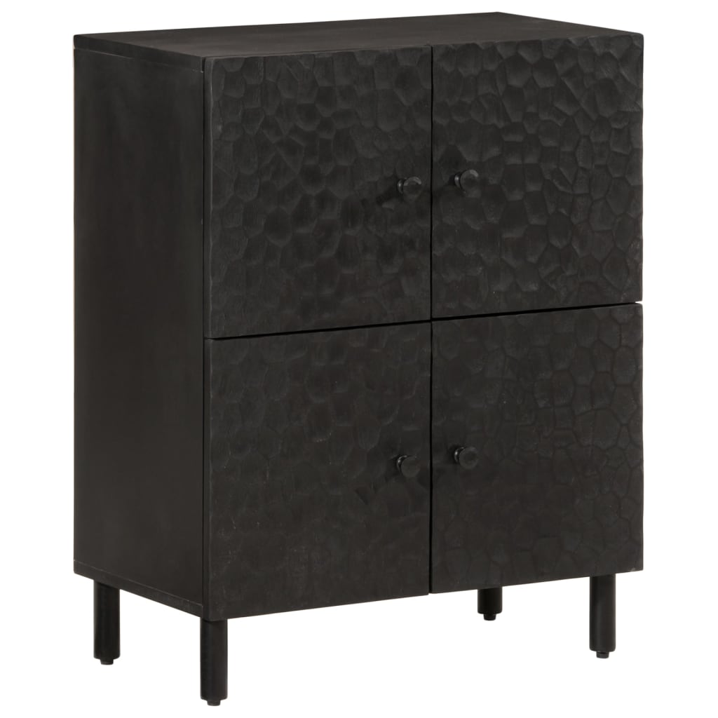 Beistellschrank Schwarz 60x33x75 cm Massivholz Mango