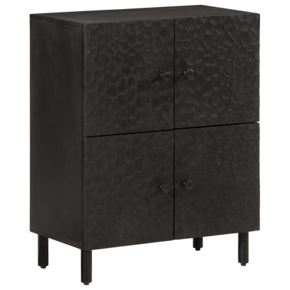 Beistellschrank Schwarz 60x33x75 cm Massivholz Mango