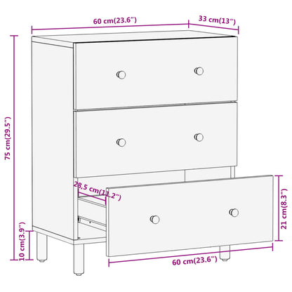 Beistellschrank 60x33x75 cm Massivholz Mango