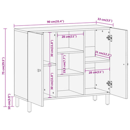 Beistellschrank 90x33x75 cm Massivholz Mango