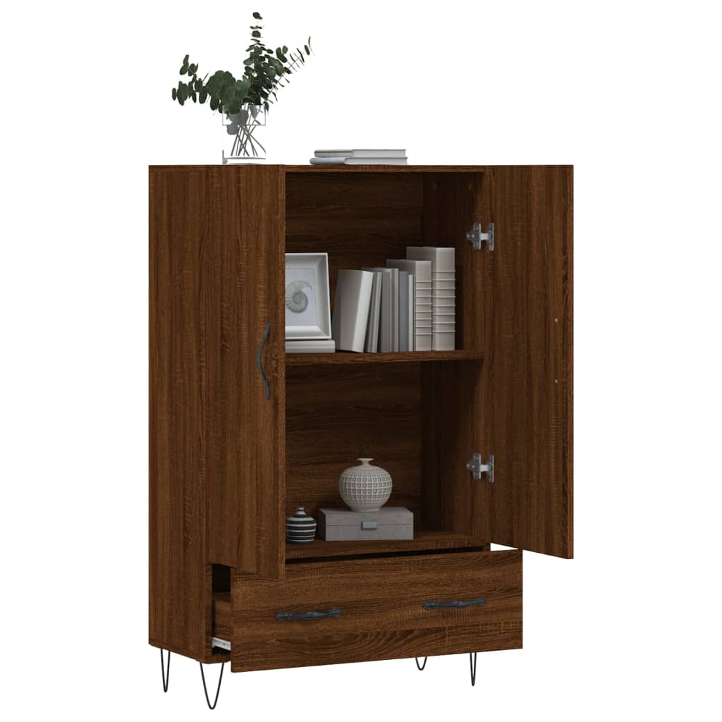 Highboard Braun Eichen-Optik 69,5x31x115 cm Holzwerkstoff