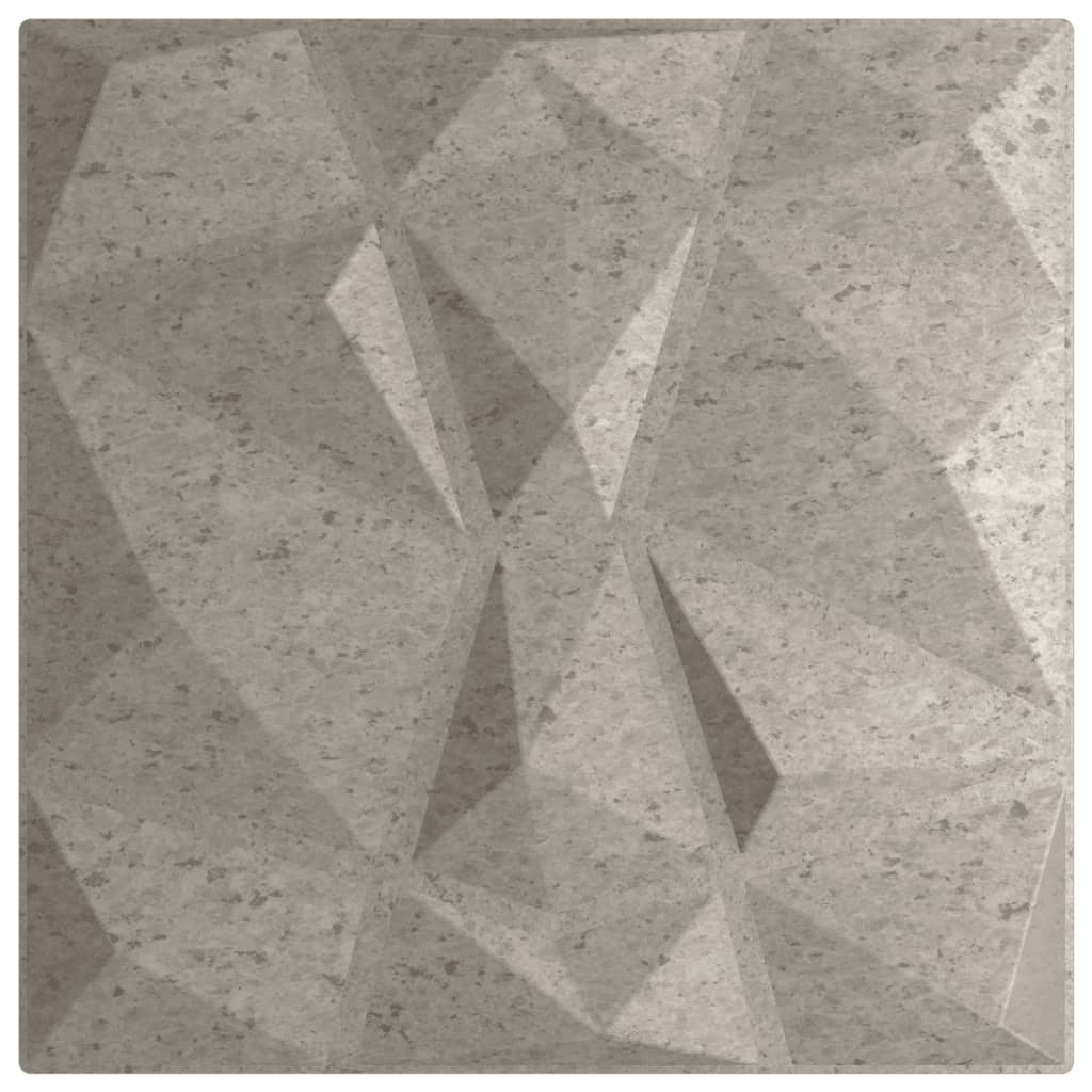 Wandpaneele 24 Stk. Betongrau 50x50 cm XPS 6 m² Diamant