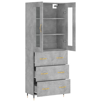 Highboard Betongrau 69,5x34x180 cm Holzwerkstoff