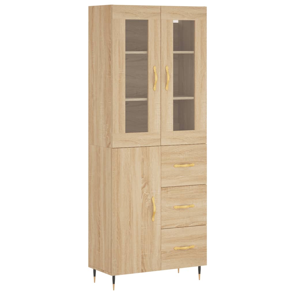 Highboard Sonoma-Eiche 69,5x34x180 cm Holzwerkstoff