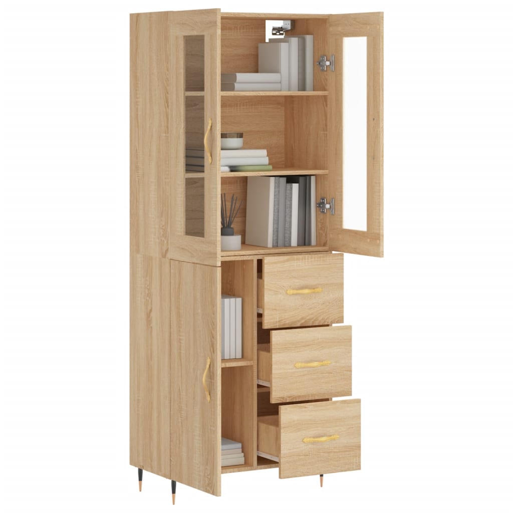 Highboard Sonoma-Eiche 69,5x34x180 cm Holzwerkstoff