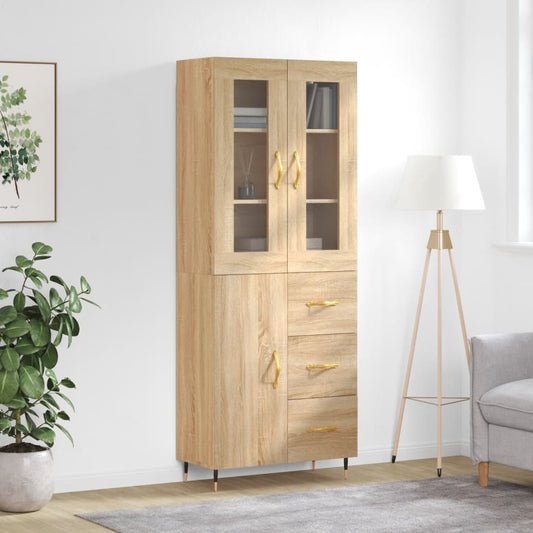 Highboard Sonoma-Eiche 69,5x34x180 cm Holzwerkstoff