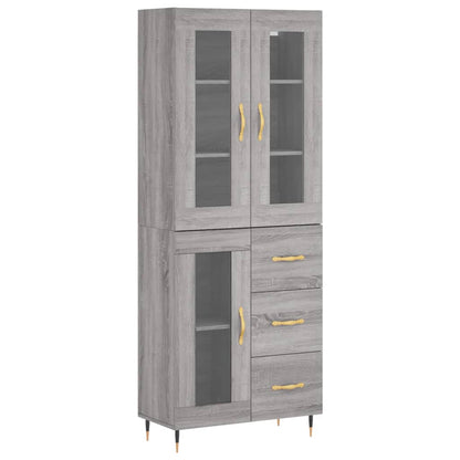 Highboard Grau Sonoma 69,5x34x180 cm Holzwerkstoff