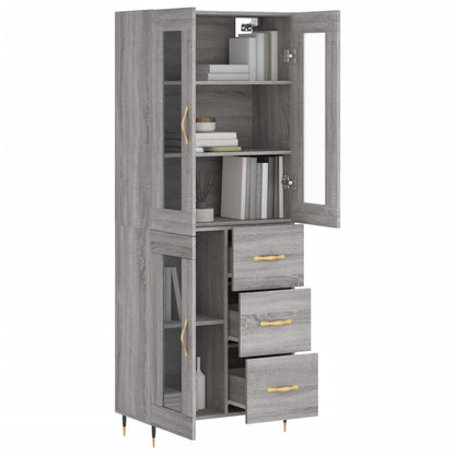 Highboard Grau Sonoma 69,5x34x180 cm Holzwerkstoff