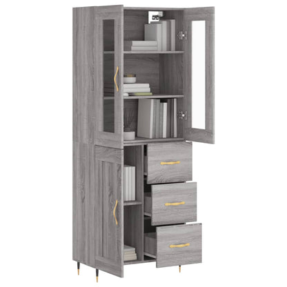 Highboard Grau Sonoma 69,5x34x180 cm Holzwerkstoff