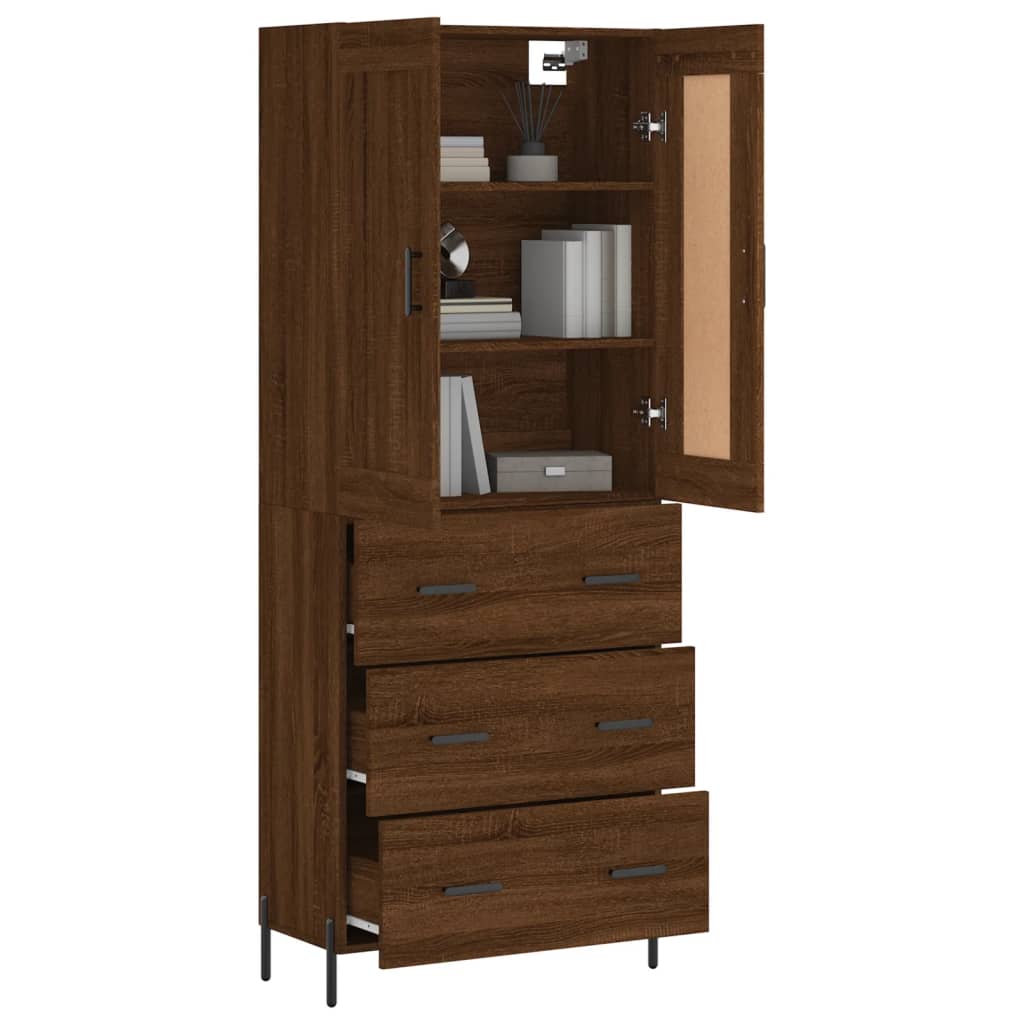 Highboard Braun Eichen-Optik 69,5x34x180 cm Holzwerkstoff