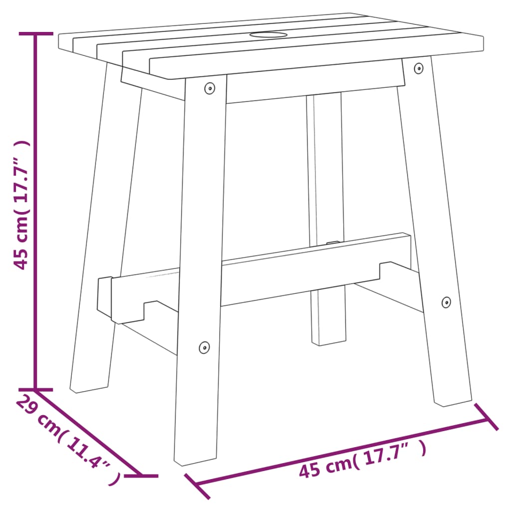 Hocker 45x29x45 cm Rechteckig Massivholz Akazie