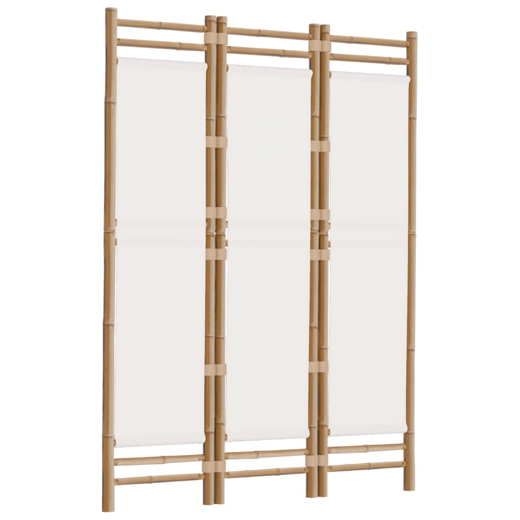 3-tlg. Paravent Faltbar 120 cm Bambus und Canvas