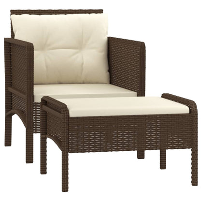 2-tlg. Garten-Lounge-Set mit Kissen Braun Poly Rattan