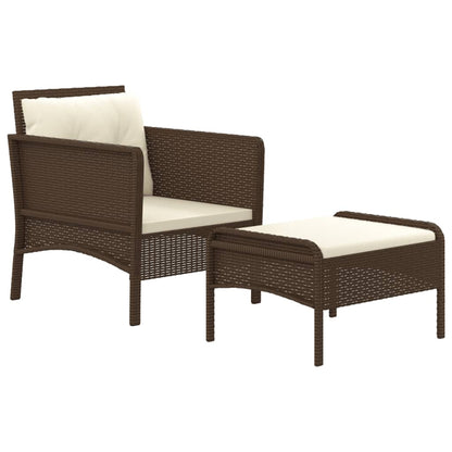 2-tlg. Garten-Lounge-Set mit Kissen Braun Poly Rattan