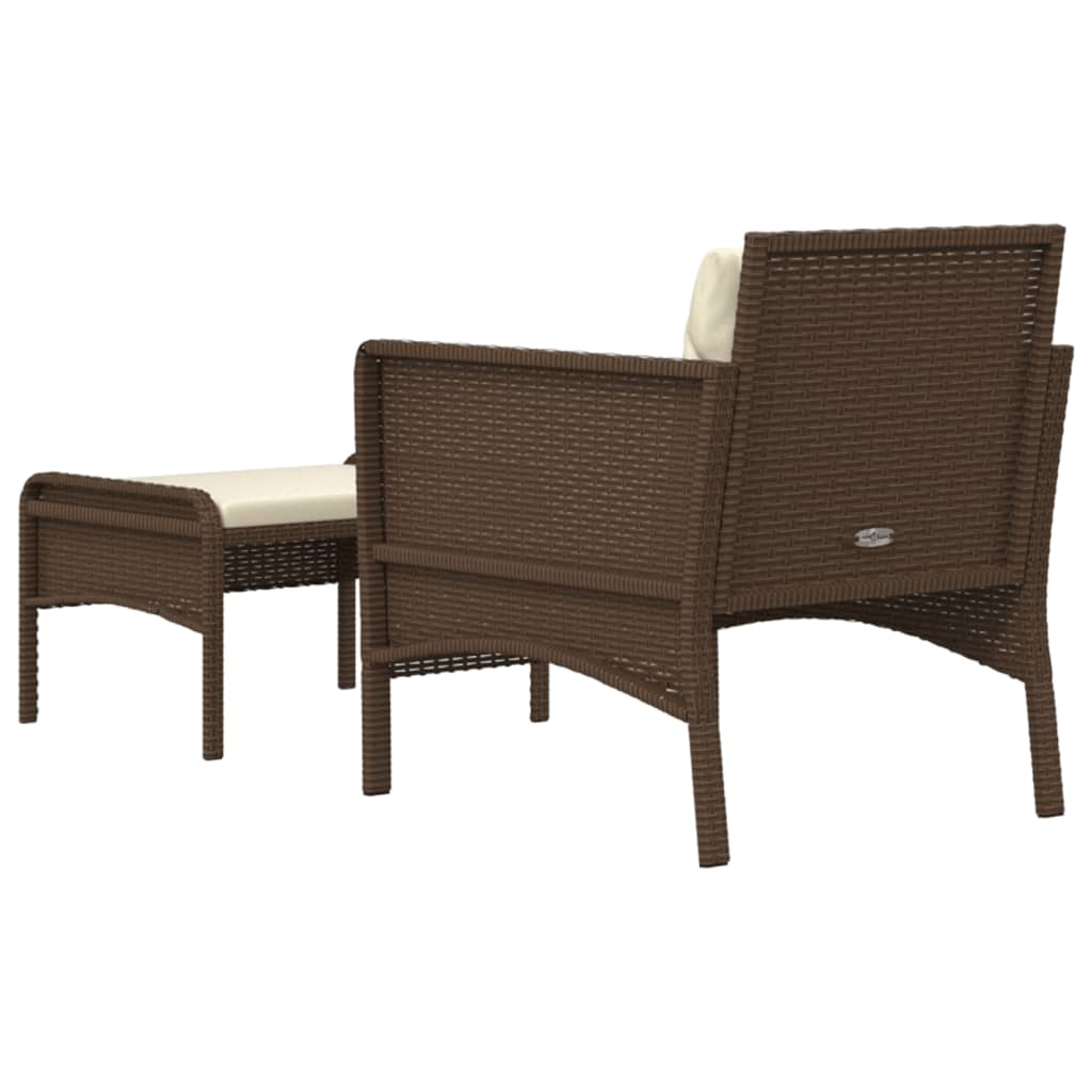 2-tlg. Garten-Lounge-Set mit Kissen Braun Poly Rattan