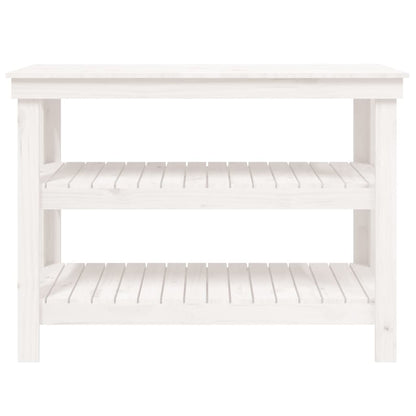 Werkbank Weiß 110,5x50x80 cm Massivholz Kiefer
