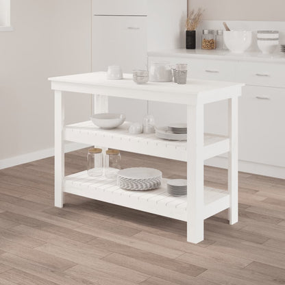 Werkbank Weiß 110,5x50x80 cm Massivholz Kiefer