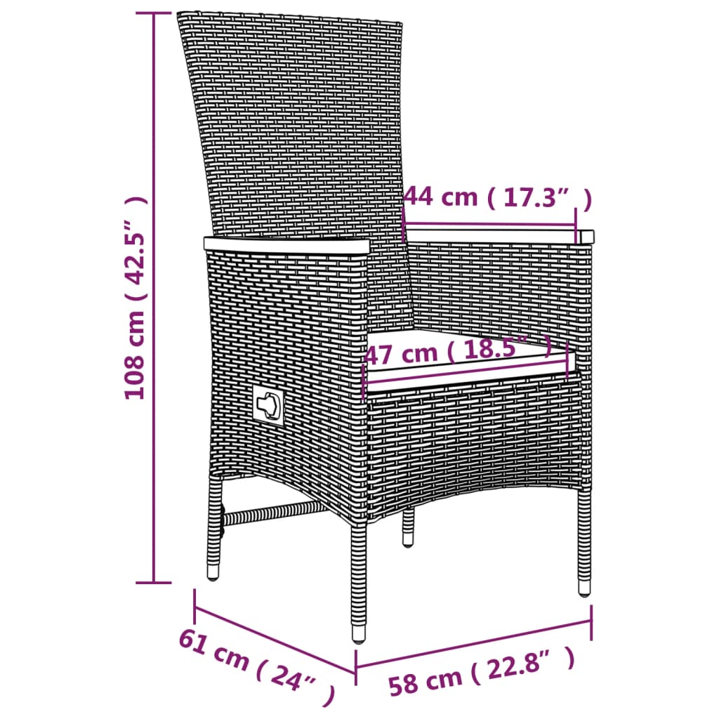 Garten-Liegestühle mit Kissen 2 Stk. Grau Poly Rattan