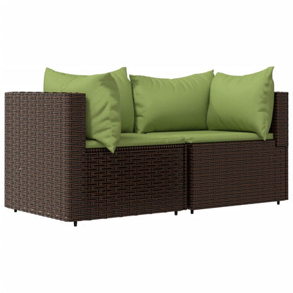 3-tlg. Garten-Lounge-Set mit Kissen Braun Poly Rattan