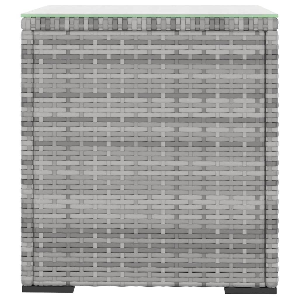 Garten - Beistelltisch Grau 40x37x40,5 cm Poly Rattan und Hartglas
