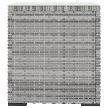 Garten - Beistelltisch Grau 40x37x40,5 cm Poly Rattan und Hartglas