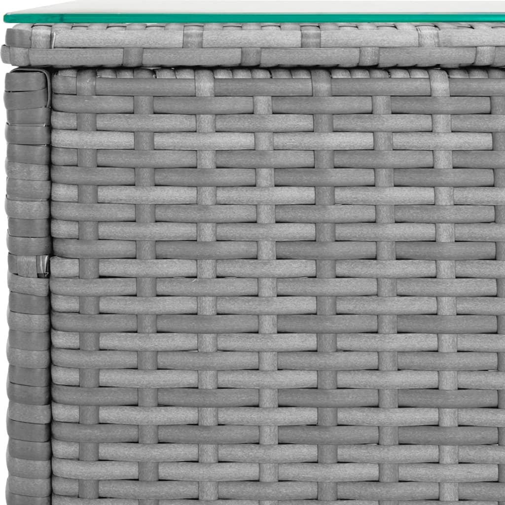 Garten - Beistelltisch Grau 40x37x40,5 cm Poly Rattan und Hartglas