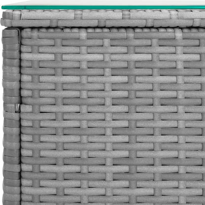 Garten - Beistelltisch Grau 40x37x40,5 cm Poly Rattan und Hartglas