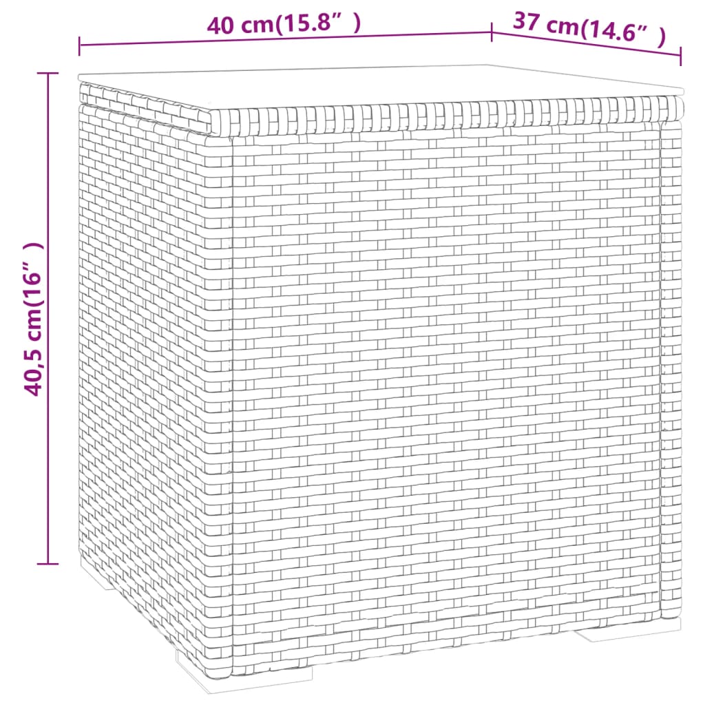Garten - Beistelltisch Grau 40x37x40,5 cm Poly Rattan und Hartglas