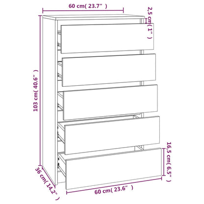 Schubladenschrank Räuchereiche 60x36x103 cm Holzwerkstoff