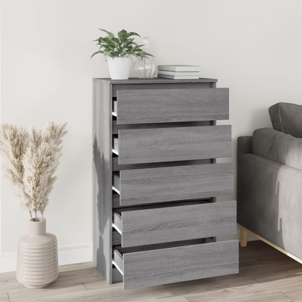 Schubladenschrank Grau Sonoma 60x36x103 cm Holzwerkstoff