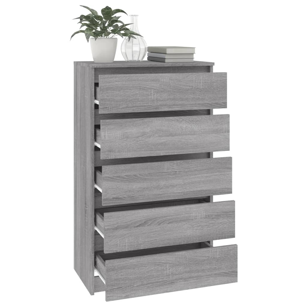 Schubladenschrank Grau Sonoma 60x36x103 cm Holzwerkstoff