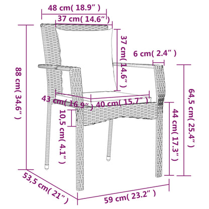 Gartenstühle mit Kissen 2 Stk. Poly Rattan Schwarz